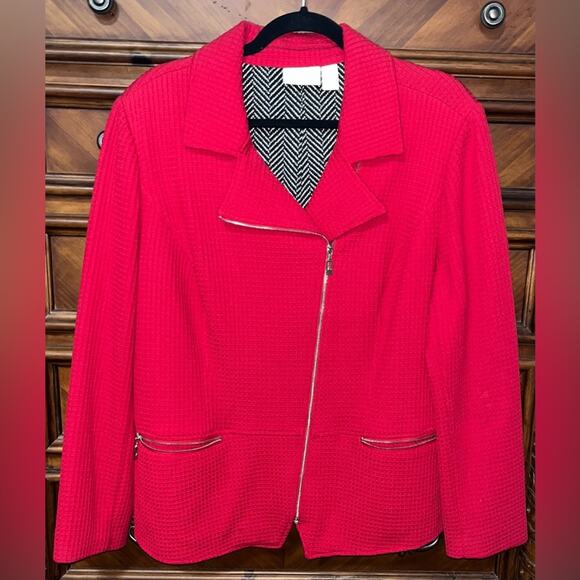 Chico's Jackets & Blazers - Chico's Women's Waffle Knit Textured Asymmetric Zipper Moto Jacket